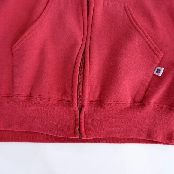 Vintage 90's Russell Athletic Zip Up Hooded Red Sweater  XXL Made In U.S.A. - Picture 7 of 12